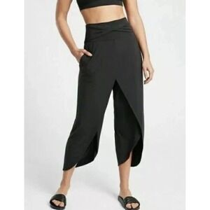 Athleta‎ Pants Size Large Womens Release Black Yoga Open Leg Slit Soft Relaxed